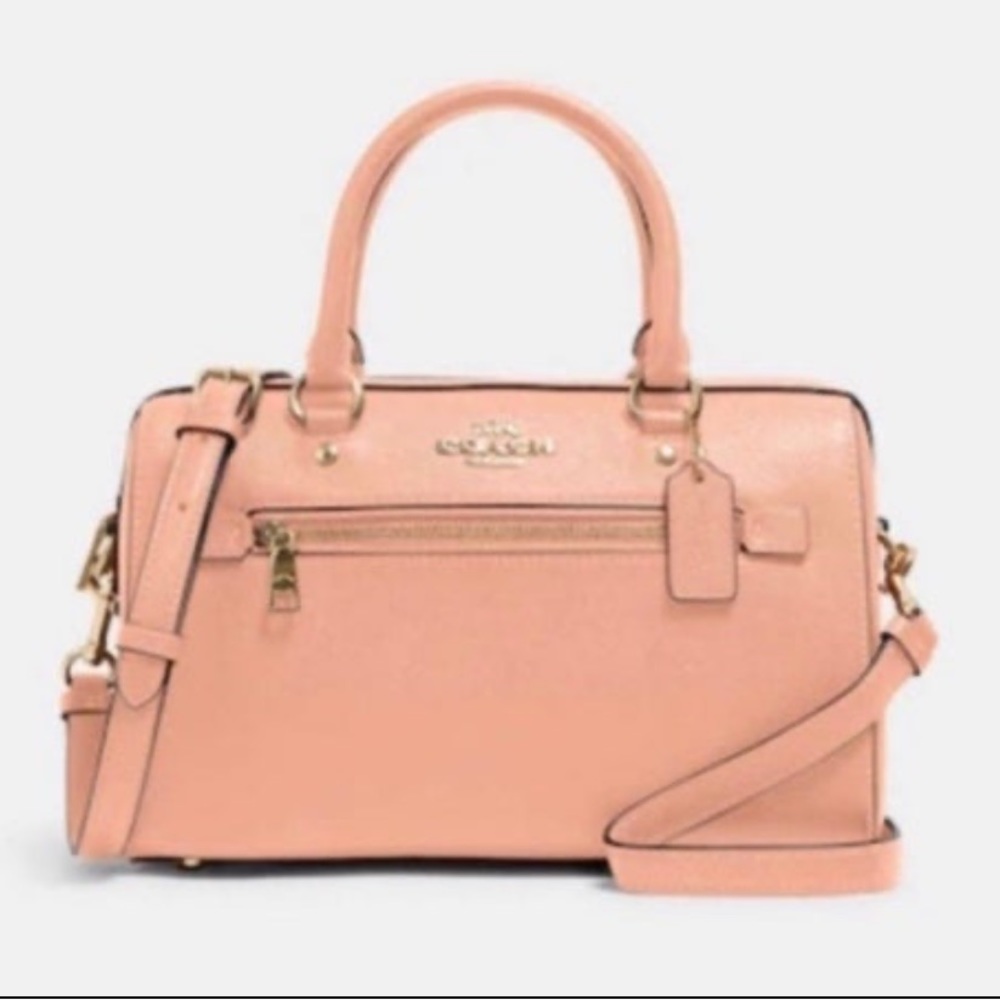 Coach Pebble Leather Satchel in Blush Pink